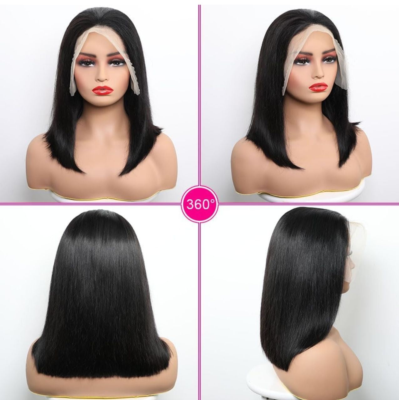 DANOUNOU Bob Straight Full Frontal 13*6, 250% Density/ 100% Human Hair