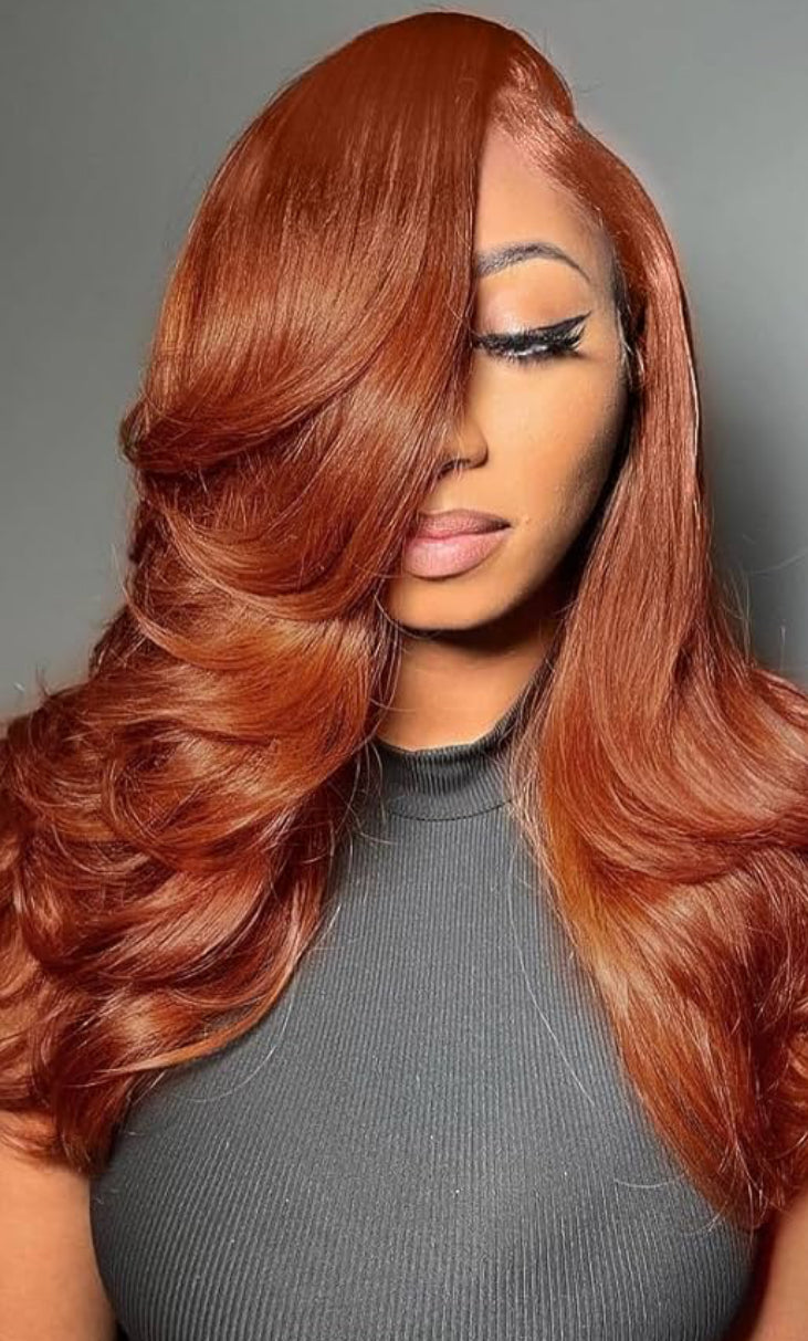 DANOUNOU Body Wave 13*6 Virgin Hair, Copper Brown, 250% Density/ 100% Human Hair