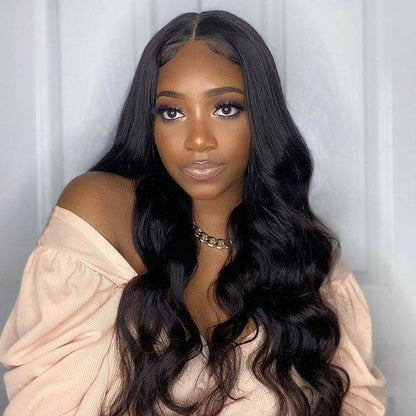 Glueless 5x5 Transparent lace Body Wave Wig 100% Human Hair