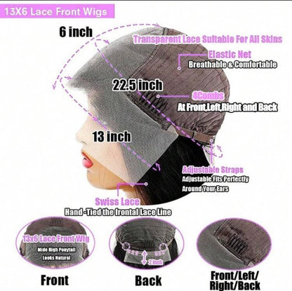 DANOUNOU Bob Wigs Deep Wave Curly 13*6 Lace Transparent 250% Density/ 100% Human Hair