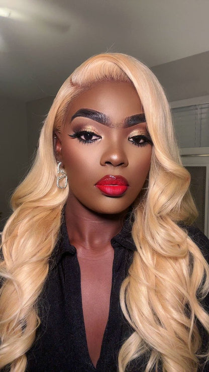 613 Blonde Body Wave Human Hair Lace Front Wigs 250% Density