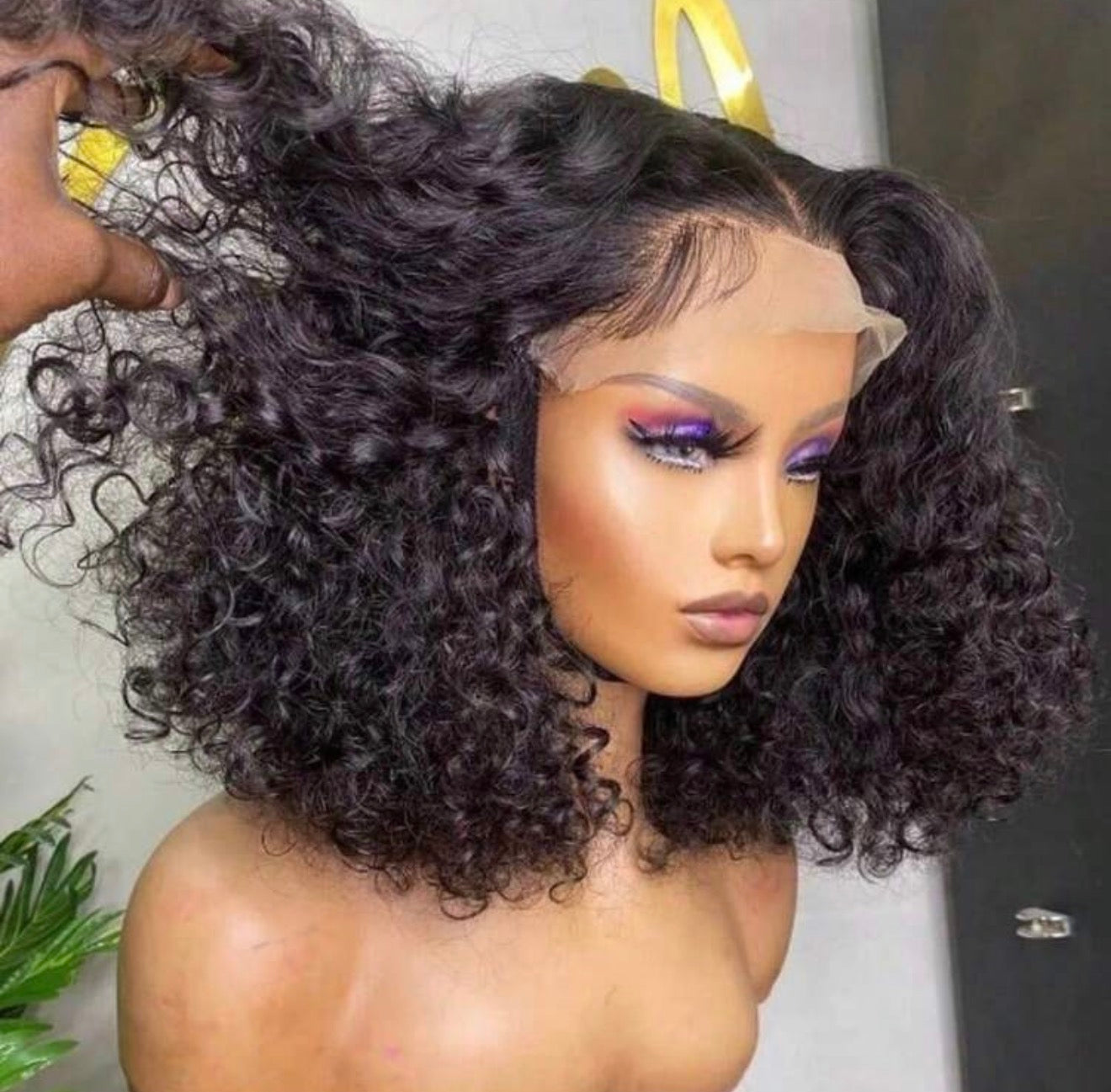 DANOUNOU Bob Wigs Deep Wave Curly 13*6 Lace Transparent 250% Density/ 100% Human Hair