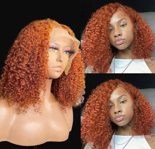 DANOUNOU Luxury Ginger Curly Bob Wig | 100% Human Hair