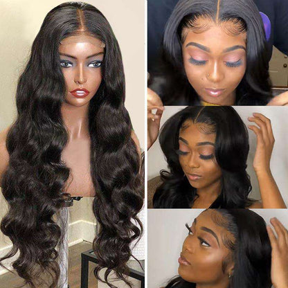 Glueless 5x5 Transparent lace Body Wave Wig 100% Human Hair