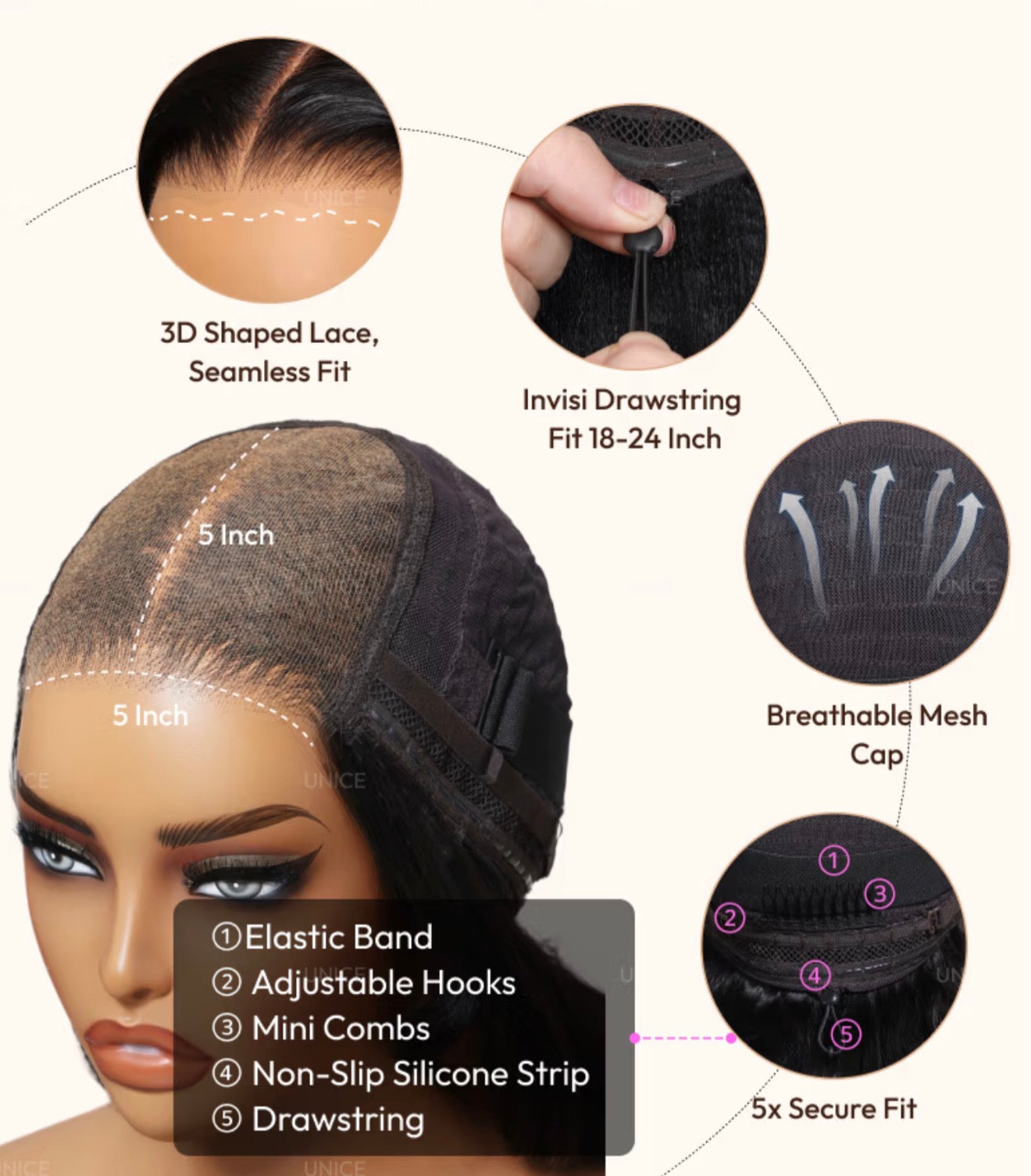 Glueless 5x5 Transparent lace Body Wave Wig 100% Human Hair