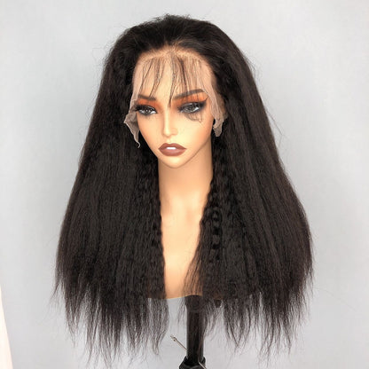Danounou Wigs Kinky Straight 13*6 Lace Transparent, Human Hair 250% Density/ 100% Human