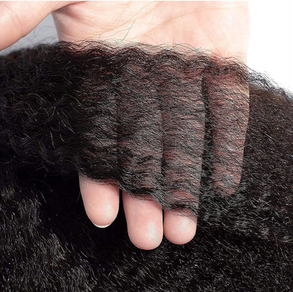 Danounou Wigs Kinky Straight 13*6 Lace Transparent, Human Hair 250% Density/ 100% Human