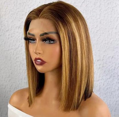 Danounou Bob Straight, 13*6 Transparent Lace, Highlight Color, 250% Density, Premium Hair/ 100% Human