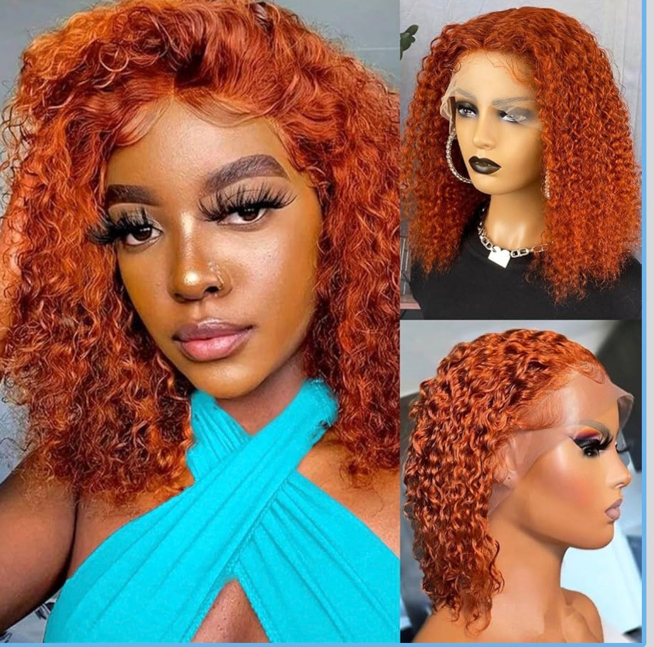 DANOUNOU Luxury Ginger Curly Bob Wig | 100% Human Hair