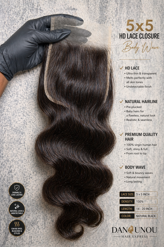 DANOUNOU Raw Body Wave HD Lace Closure | 100% Human Hair