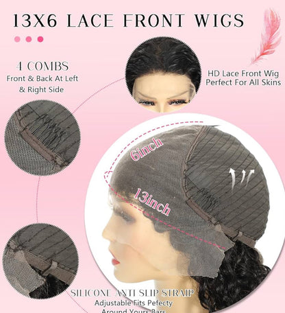 DANOUNOU Wigs Deep Wave Curly Full Frontal HD Lace 13*6 Virgin Hair/ Premium Hair/ 100% Human