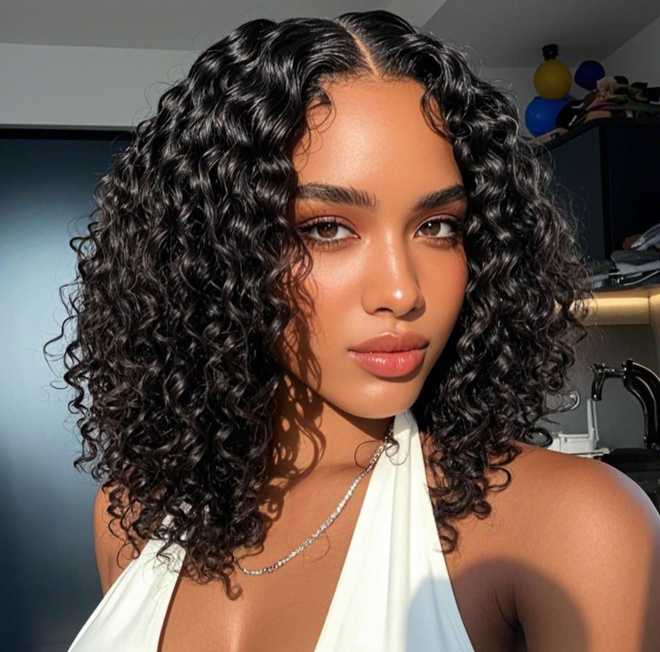 DANOUNOU Bob Wigs Deep Wave Curly 13*6 Lace Transparent 250% Density/ 100% Human Hair