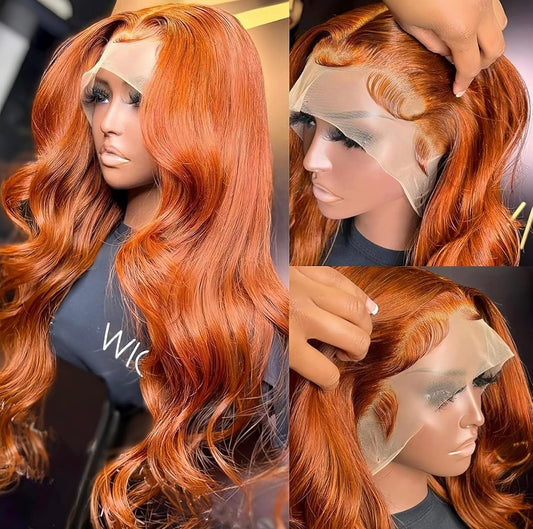 Danounou Body Wave Transparent Lace 13*6 Virgin Hair, Ginger Color, 250% Density/ Human Hair