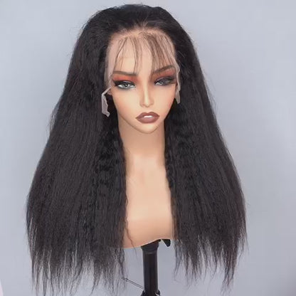 Danounou Wigs Kinky Straight 13*6 Lace Transparent, Human Hair 250% Density/ 100% Human